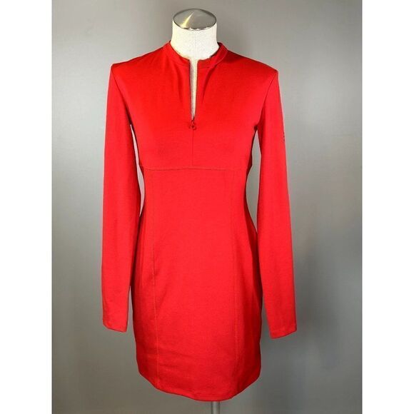 Artica-Arbox Long Sleeve Zip Neck Dress in Red Size M